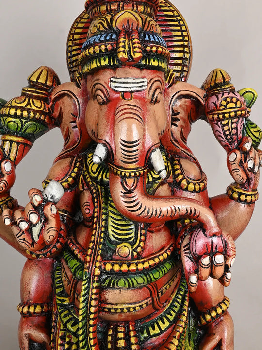 Six-Armed Standing Ganesha – Multicolored Idol-37"