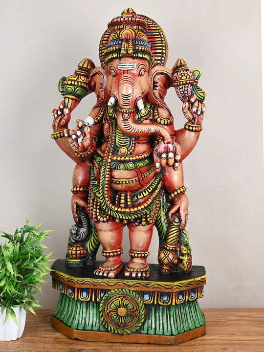 Six-Armed Standing Ganesha – Multicolored Idol-37"