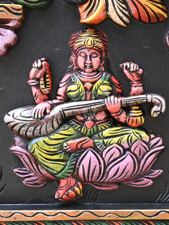 Gajalakshmi Wooden Panel