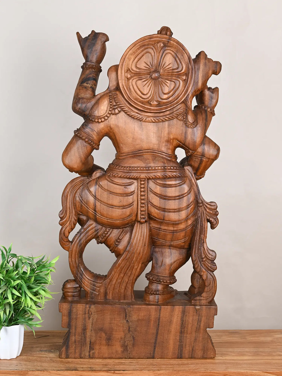 Dancing Ganesha Wooden Statue - 37"