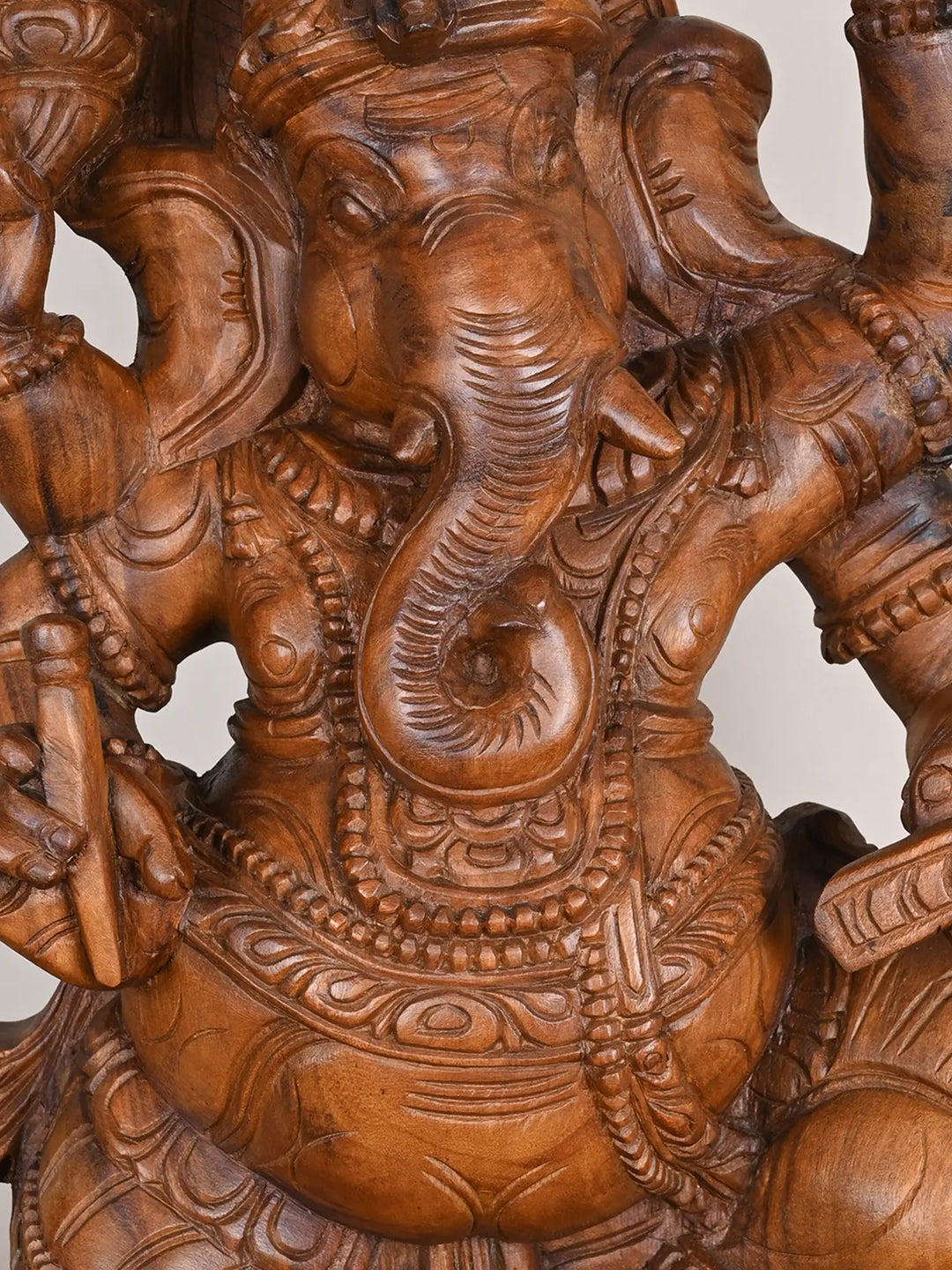 Dancing Ganesha Wooden Statue - 37"