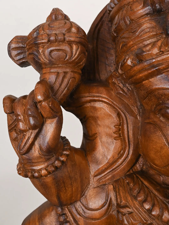 Dancing Ganesha Wooden Statue - 37"