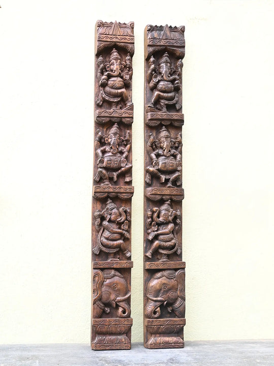 Wooden Lord Ganesha panel