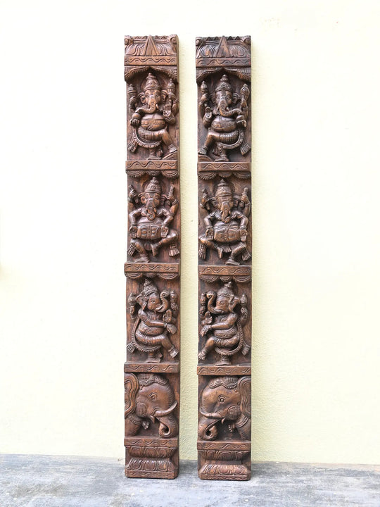 Wooden Lord Ganesha panel