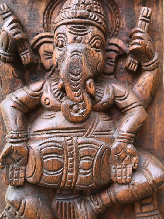 Divine Twin Ganesha Vertical Pillar Panels 48"