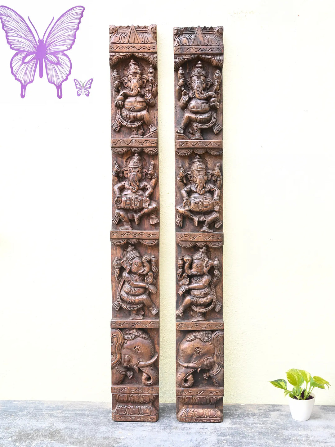 Wooden Lord Ganesha panel
