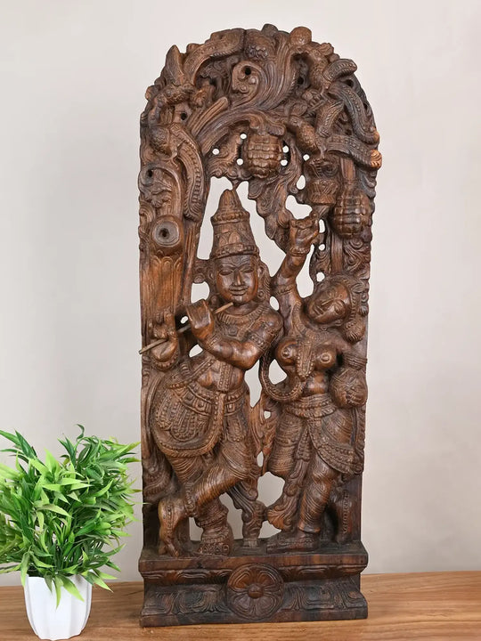 Joli Work Krishna Playing Flute with Radha-37"