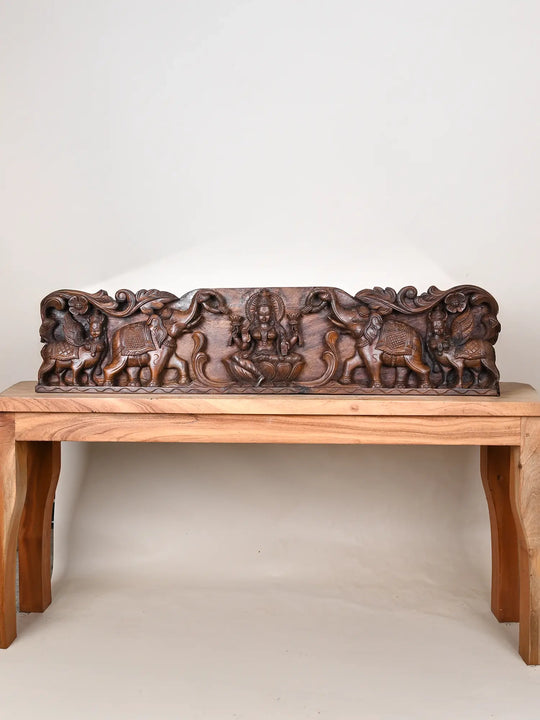 Wooden Gajalakshmi panel