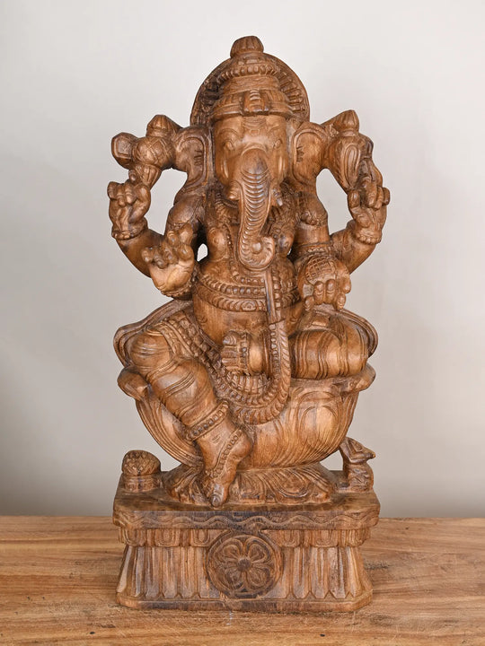 Wooden Lord Ganapati statue