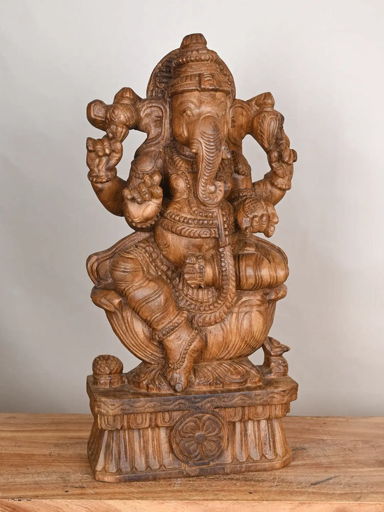 Wooden Lord Ganapati statue