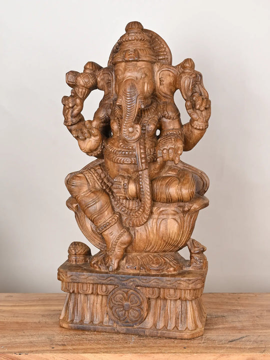 Wooden Lord Ganapati statue