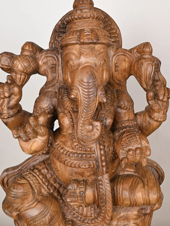 Hand-Carved Lord Ganesha Statue for Auspicious Beginnings 24"