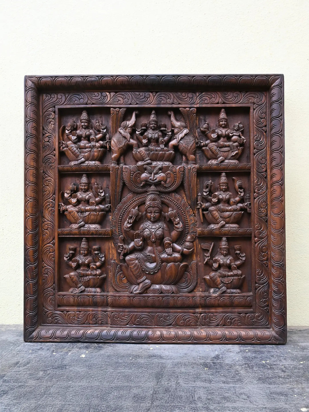 Ashta Lakshmi wooden panel