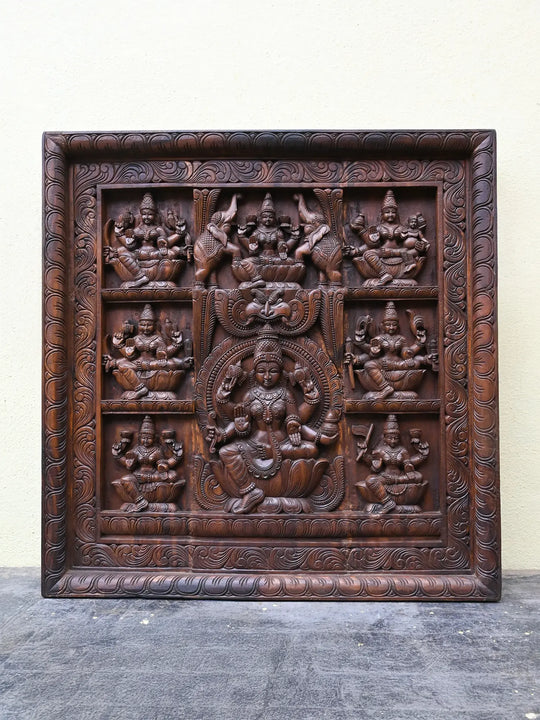 Ashta Lakshmi wooden panel