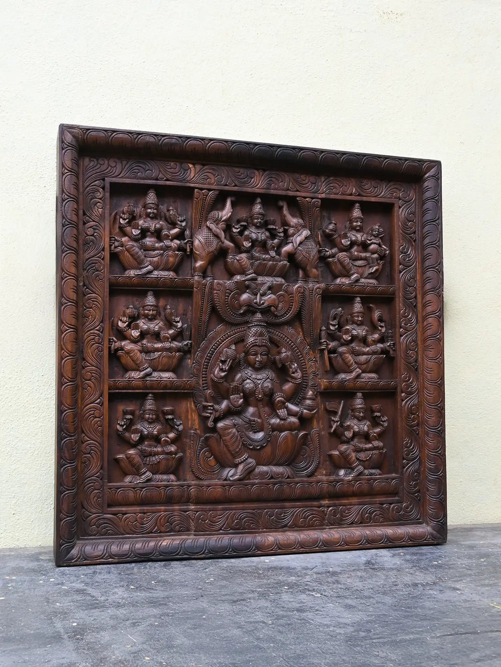 Ashta Lakshmi wooden panel