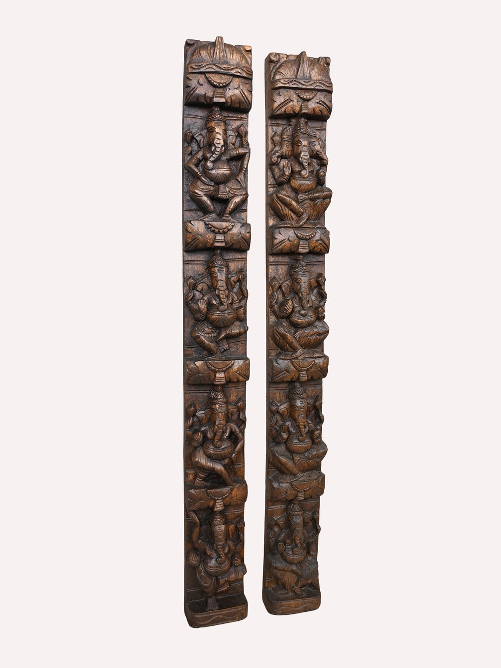 Wooden Ashta Ganesha paired panel