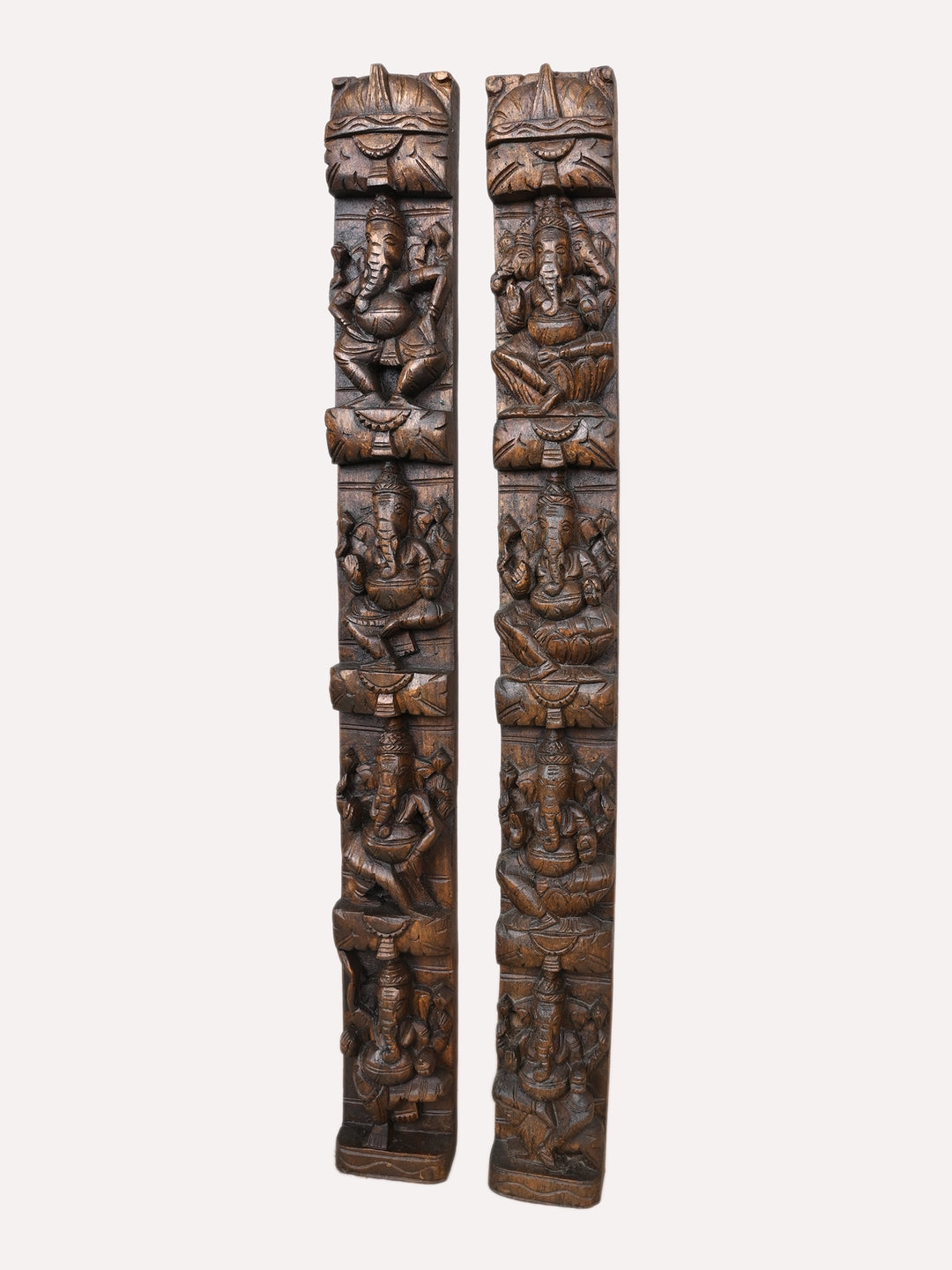 Wooden Ashta Ganesha paired panel