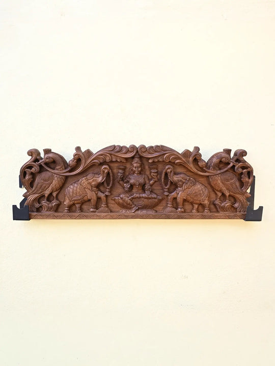 Wooden Gajalakshmi panel