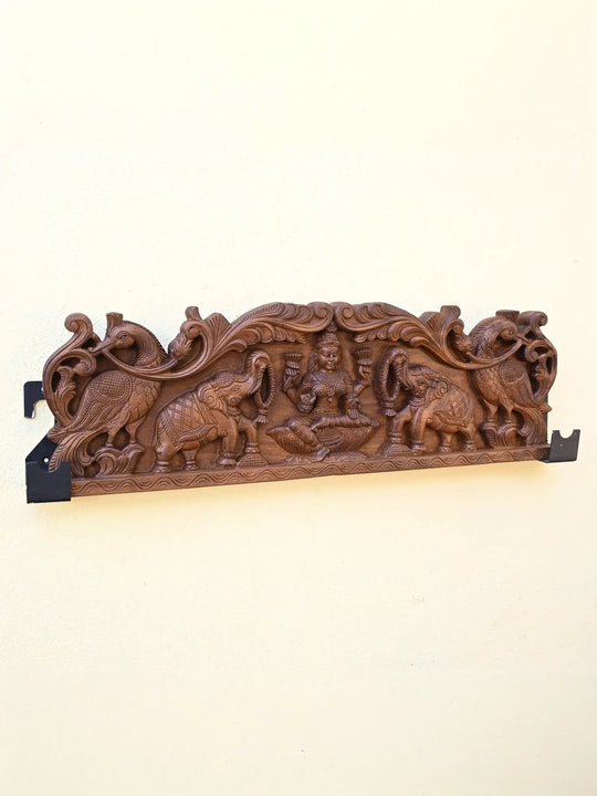 Wooden Gajalakshmi panel
