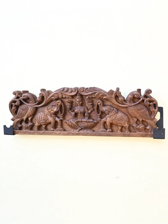 Wooden Gajalakshmi panel