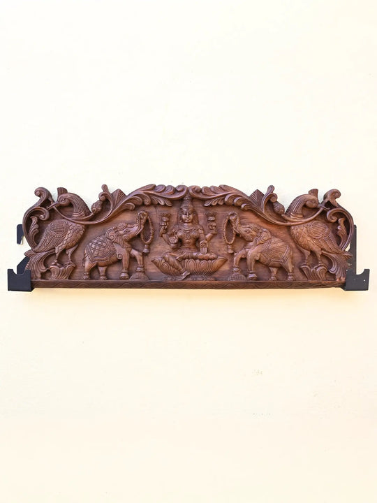 Gaja Lakshmi wooden wall panel
