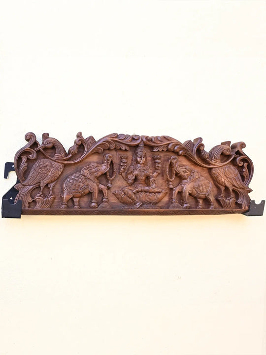 Gaja Lakshmi wooden wall panel