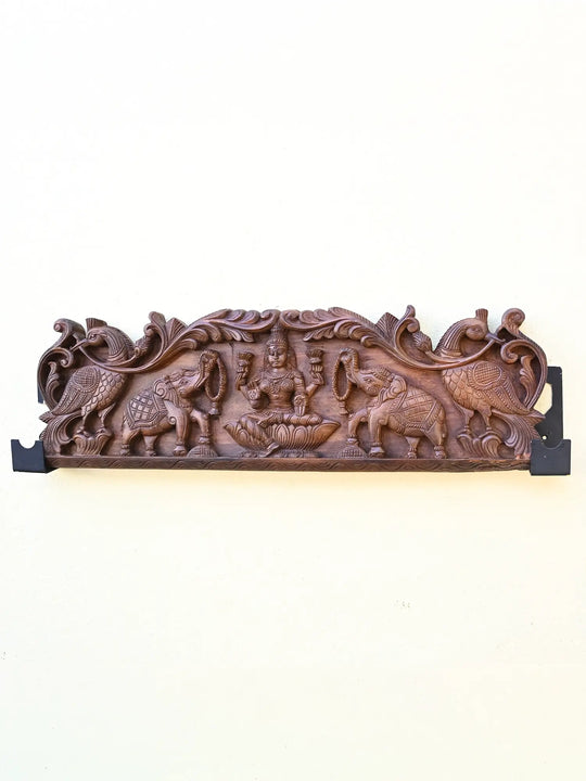 Gaja Lakshmi wooden wall panel