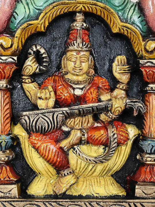 Hand Painted Saraswati Playing the Veena 12"