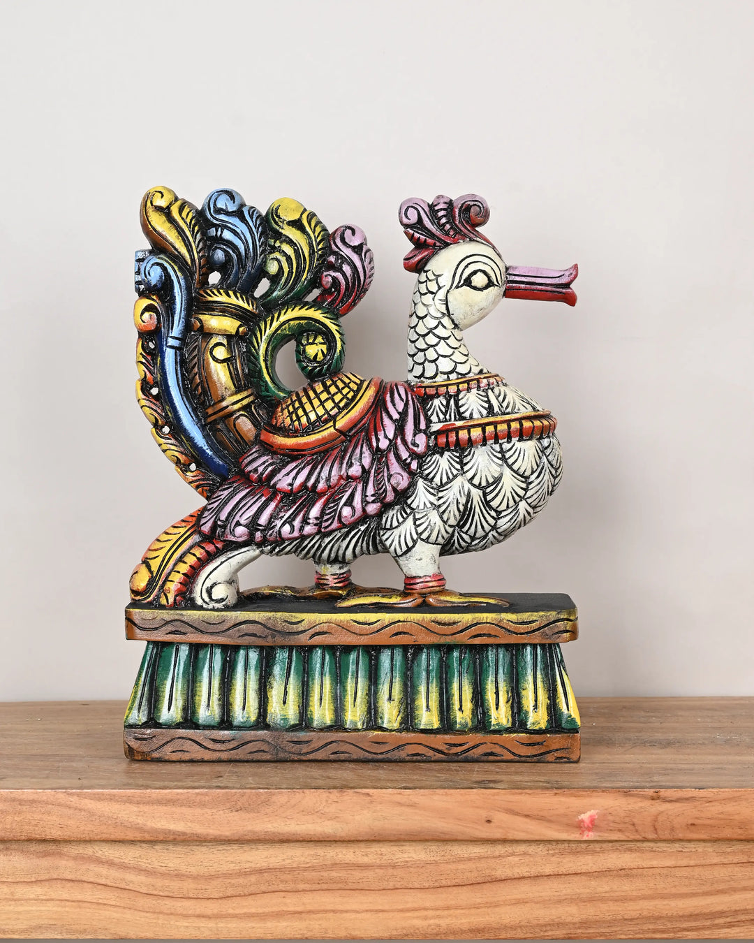 Multicolourd pair of Hamsa (annapakshi) Showpiece Sculpture 15"