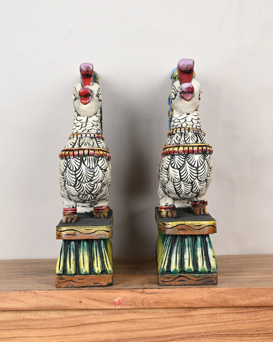 Multicolourd pair of Hamsa (annapakshi) Showpiece Sculpture 15"