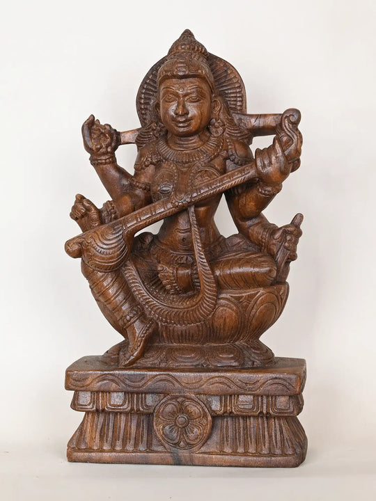 Goddess Saraswathi wooden idol