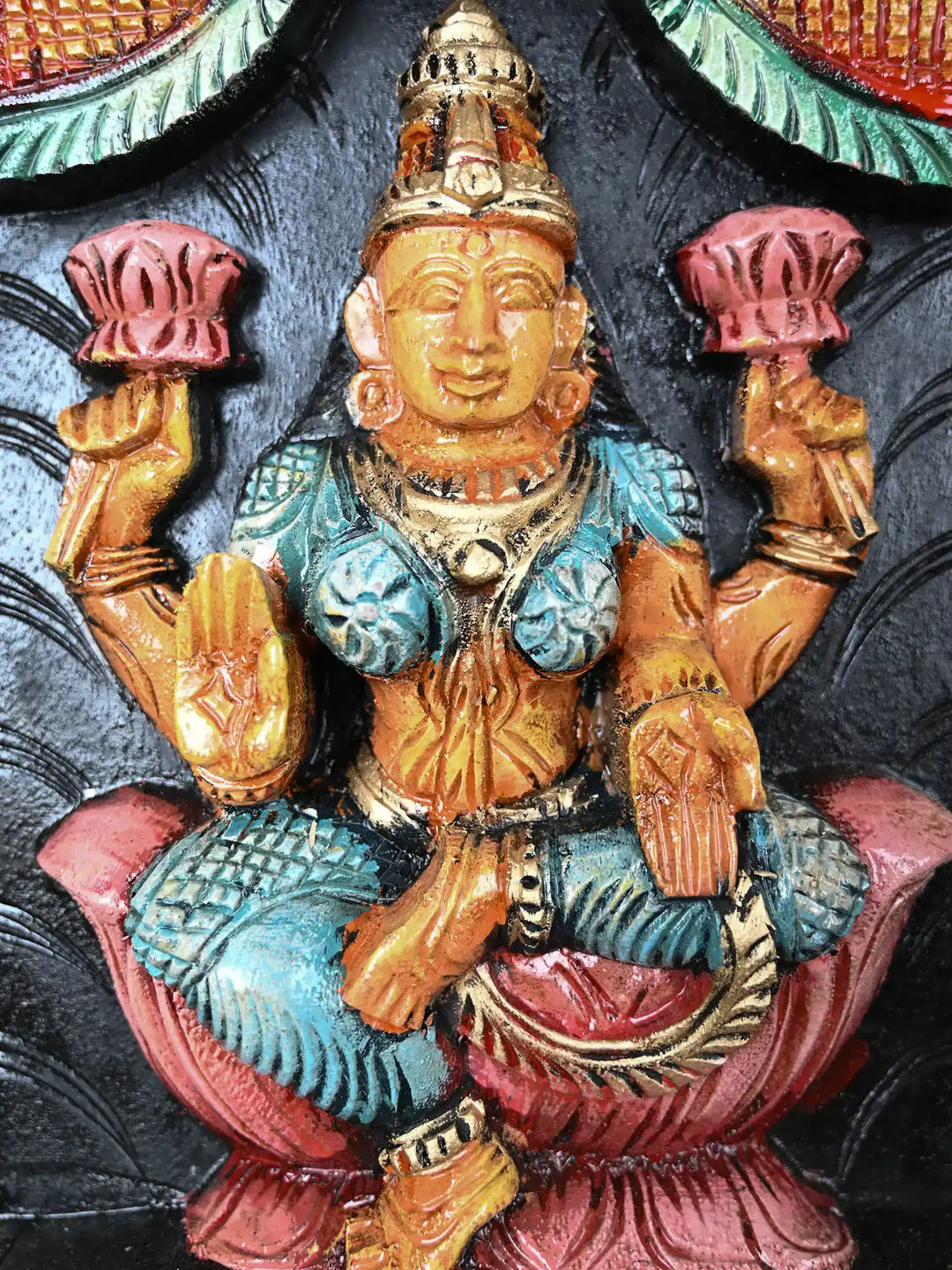 Hindu Deities Carved Wall Hanging 37"