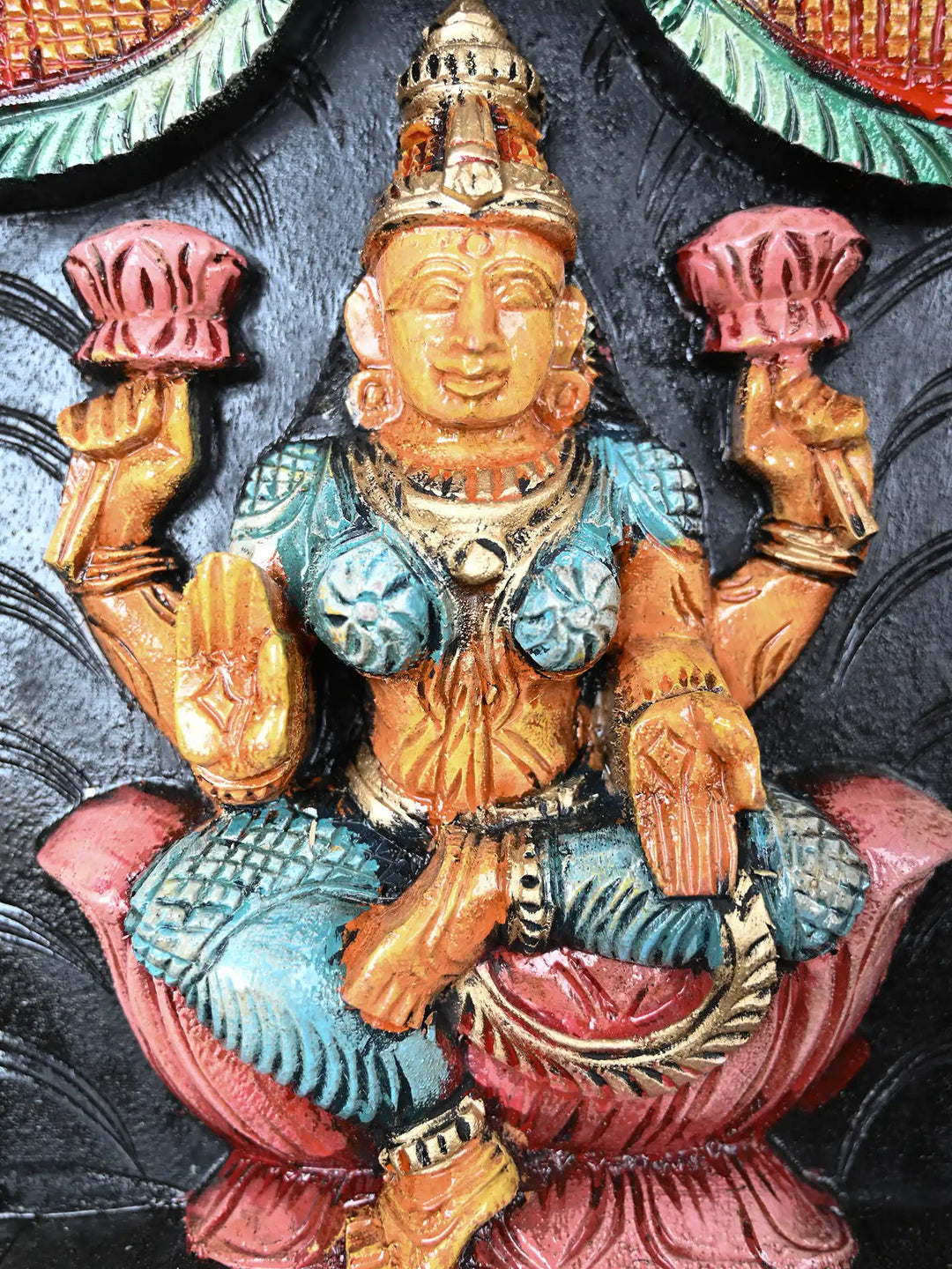 Hand Painted  Lakshmi, Ganesh With Saraswathi Panel 36"