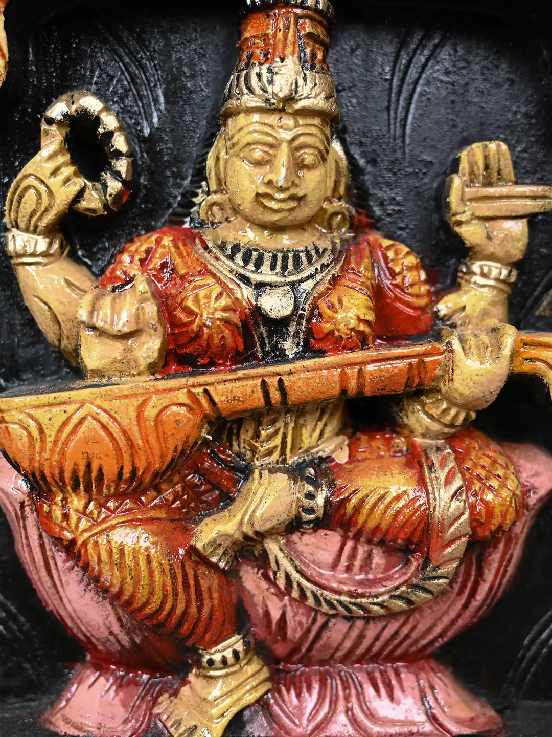 Paired Vibrant Of Ganesh, Lakshmi & Saraswathi Panel 36"