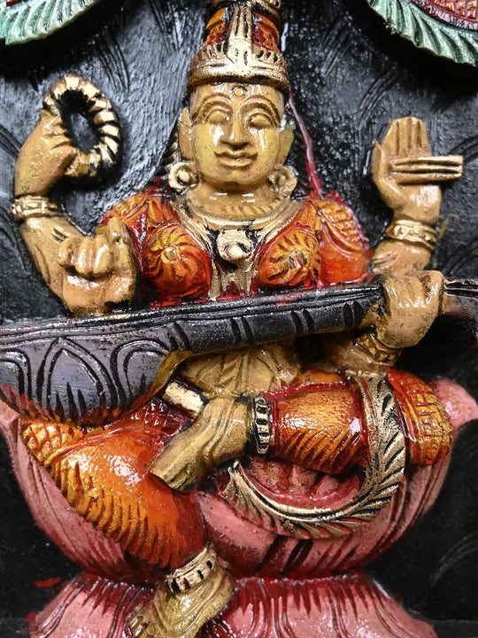 Divine Panel Of Lakshmi, Ganesh With Saraswathi 37"