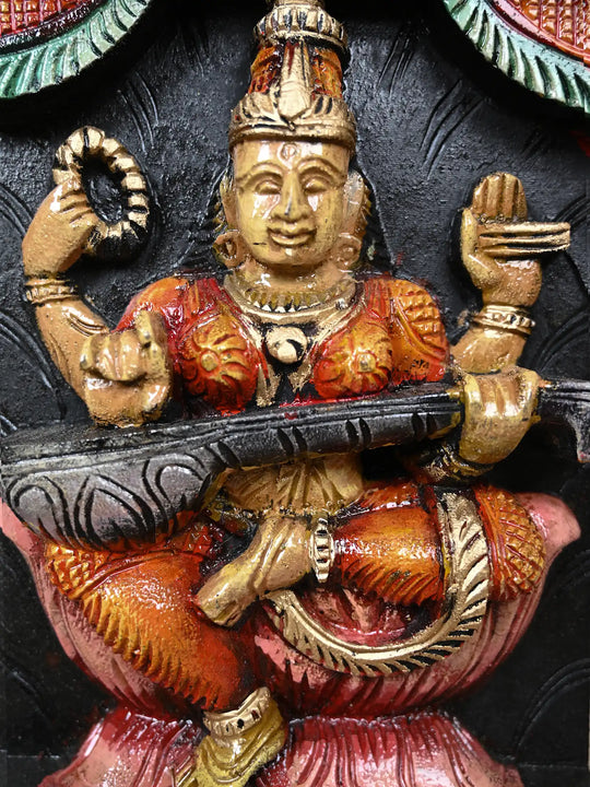 Divine Panel Of Lakshmi, Ganesh With Saraswathi 37"