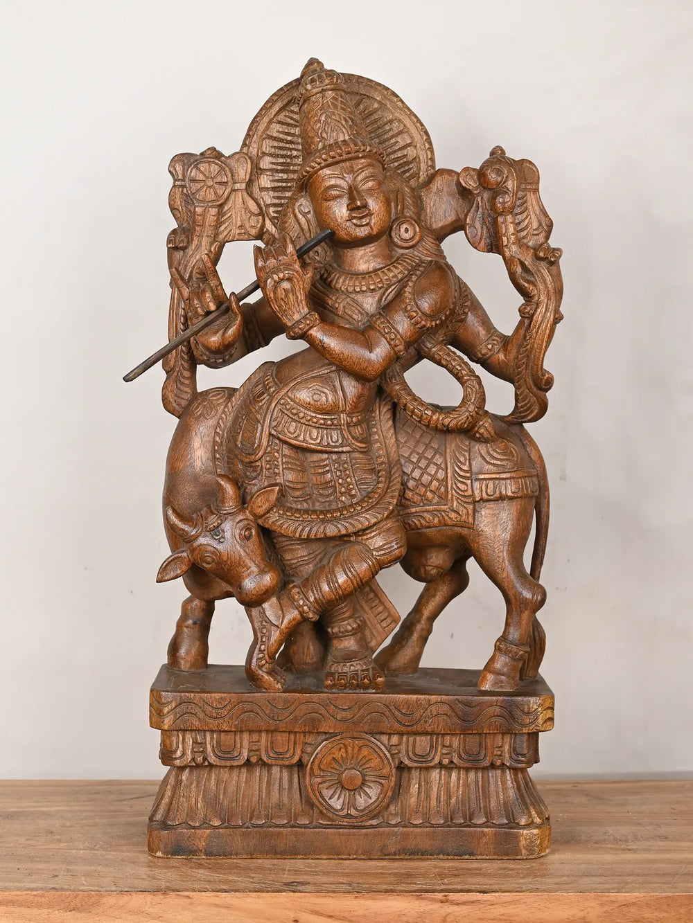 Wooden Lord Krishna statue