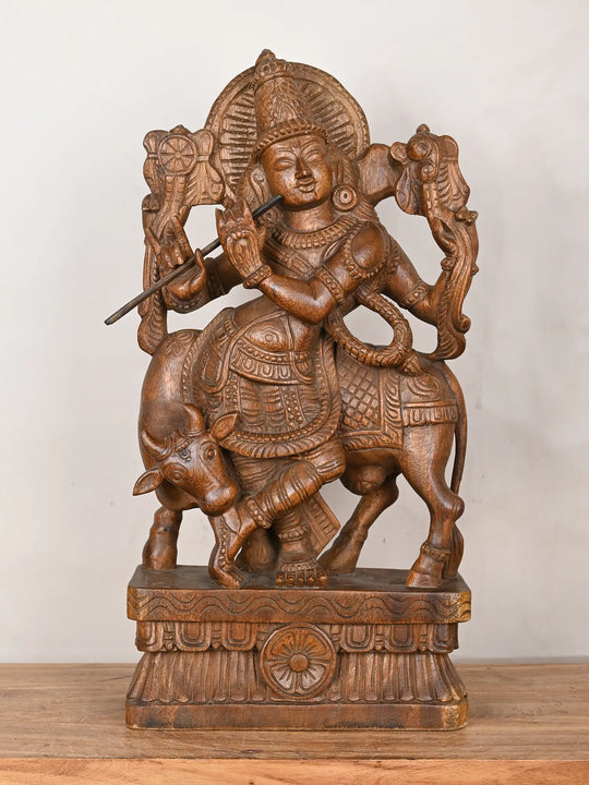 Wooden Lord Krishna statue