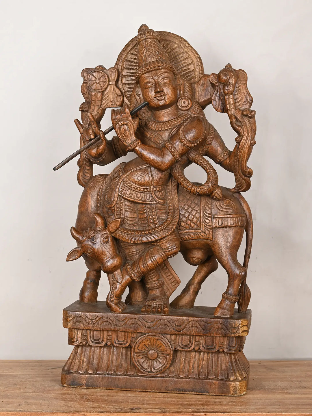 Wooden Lord Krishna statue