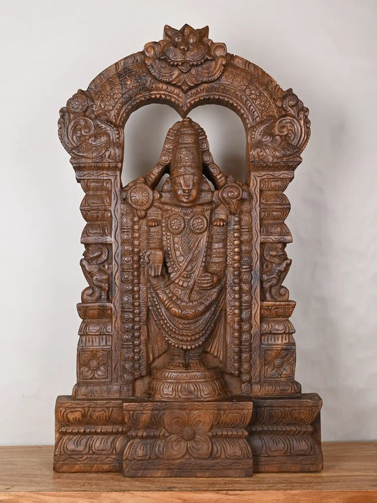 Wooden Lord Venkateswara statue