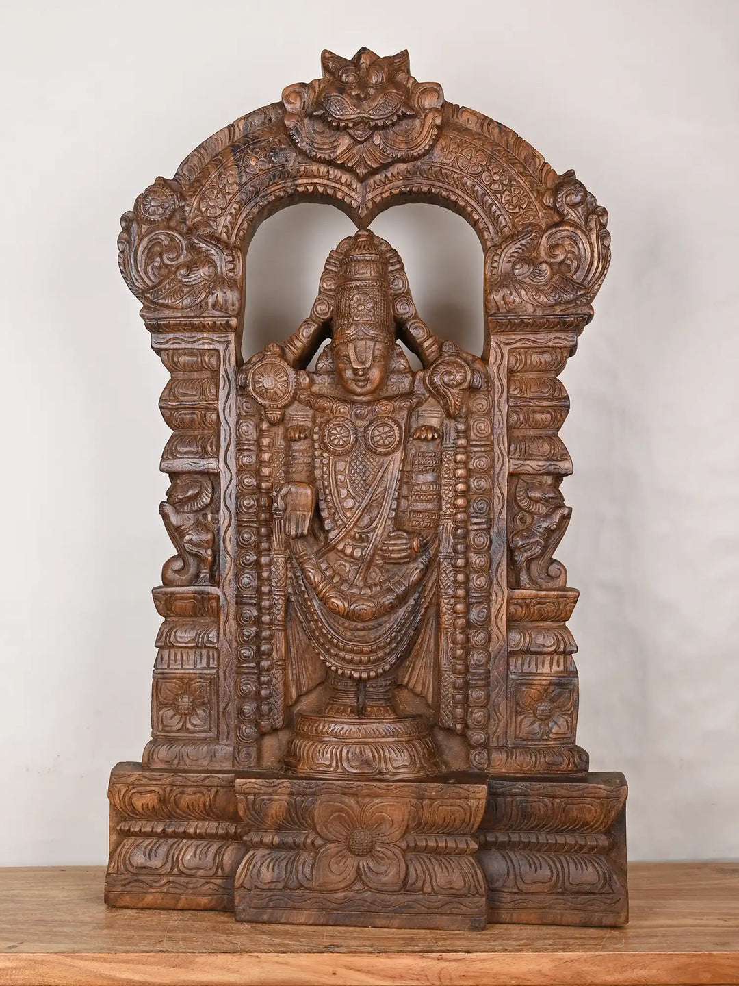 Wooden Lord Venkateswara statue