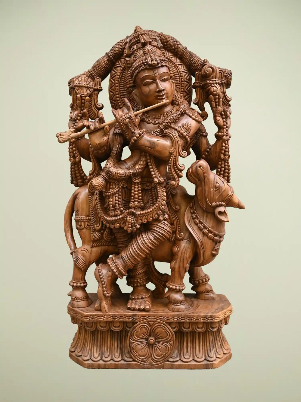 Wooden Lord Krishna statue