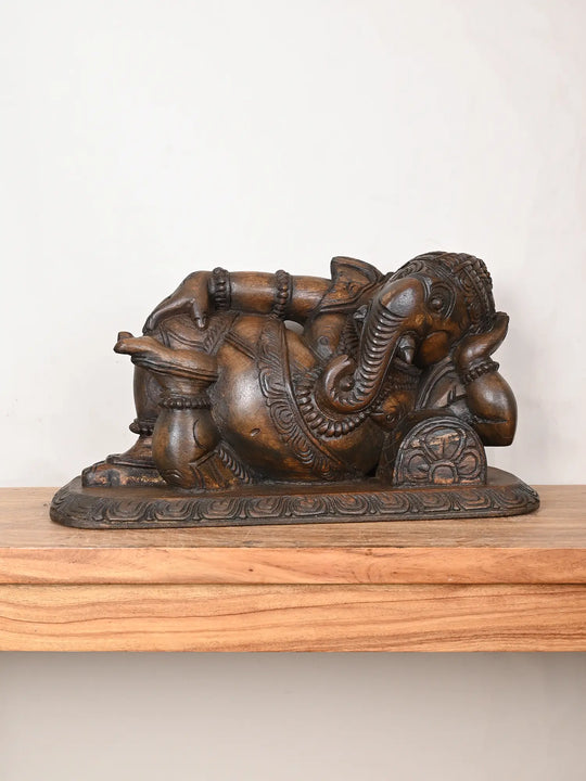 Lord Ganesha wooden sculpture