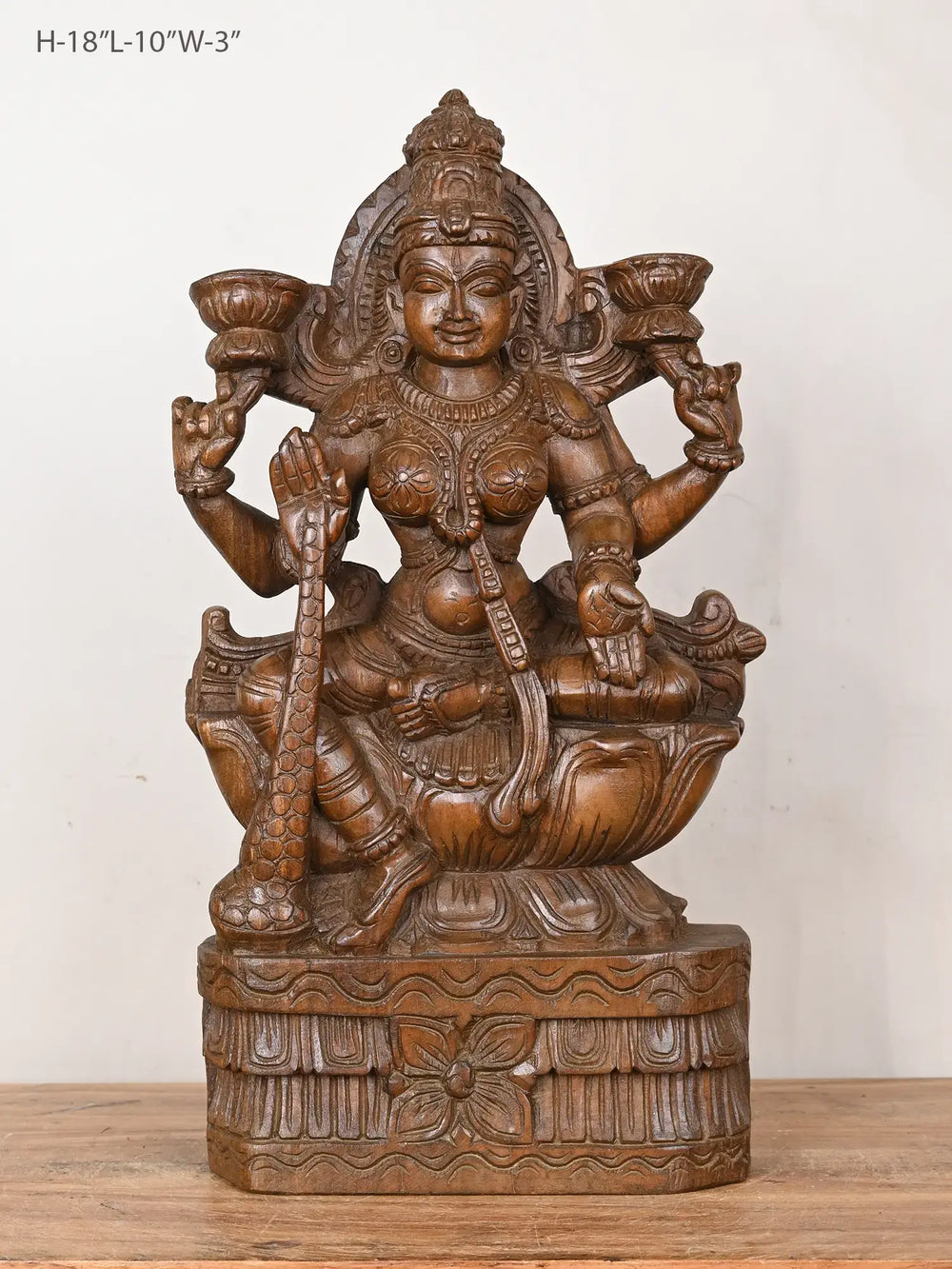 Teakwood Goddess Lakshmi statue