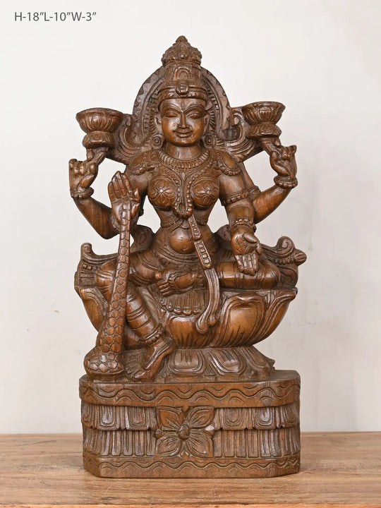 Teakwood Goddess Lakshmi statue