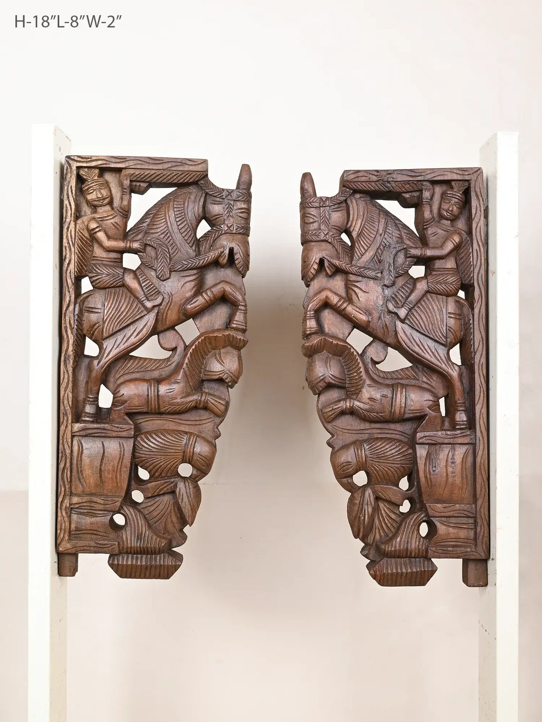 Pair of traditional wooden horse brackets