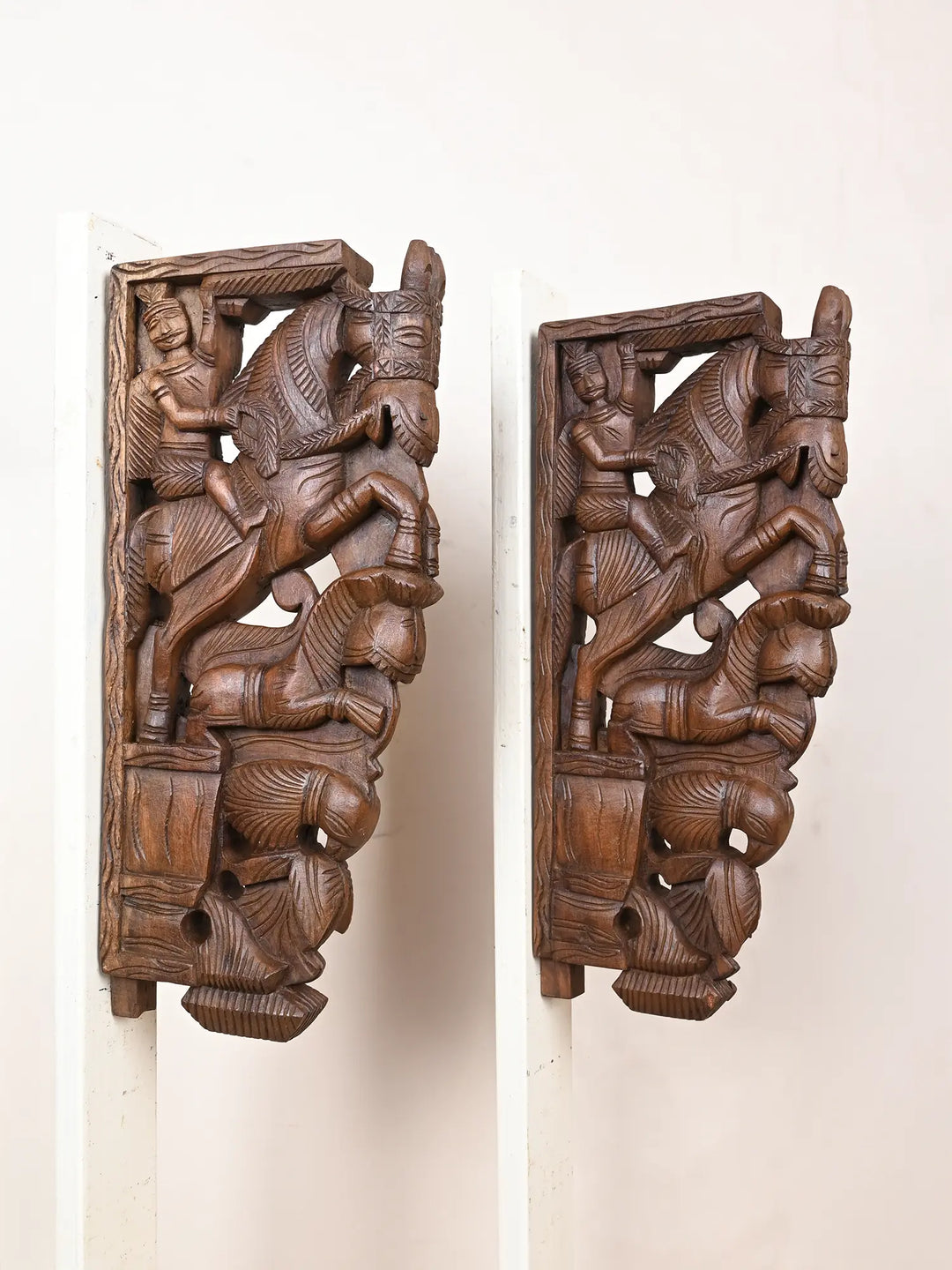 Pair of traditional wooden horse brackets