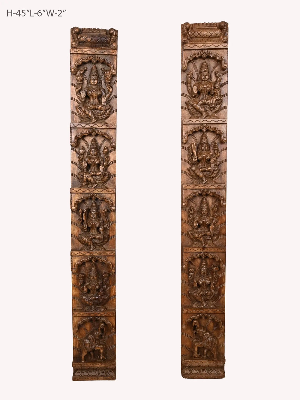 Pair of wooden Asta Lakshmi panels