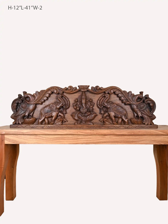 Wooden Gaja Ganapthi panel