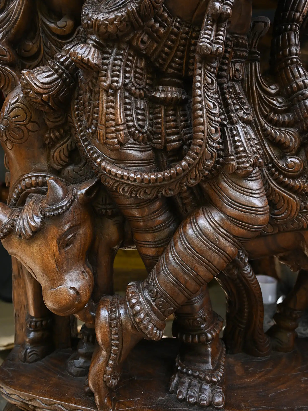 Lord Flute Krishna With Cow Under the Kadamba Tree 74"